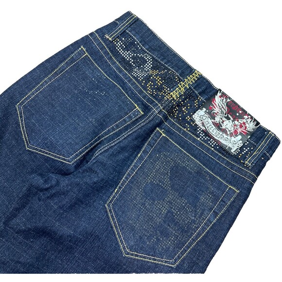 Southpole Studded Baggy Wide Leg Jeans 32x30 Mens Blue Denim Skate 90s Y2K - Picture 1 of 10